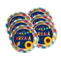 Pratos Decoração Julina Arraia Festa Junina 18cm 8 unidades