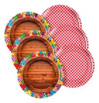 Pratos Decoração Julina Arraia Festa Junina 18cm 8 Unidades