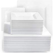 Pratos descartáveis Aya's White Square 60ct para o Natal Pratos descartáveis Aya's White Square 60ct para o Natal