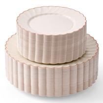 Pratos descartáveis da Madee HIGH END, 100 unidades de marfim com acabamento em ouro rosa Pratos descartáveis da Madee HIGH END, 100 unidades de marfim com acabamento em ouro rosa