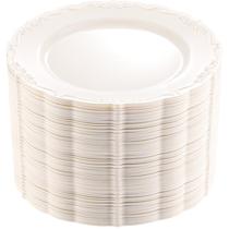 Pratos descartáveis DayAmmi Ivory 10 polegadas 60 unidades para festas e casamentos Pratos descartáveis DayAmmi Ivory 10 polegadas 60 unidades para festas e casamentos