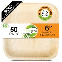 Pratos descartáveis de folha de palmeira Raj Eco, 15 cm quadrados, pacote com 50 Pratos descartáveis de folha de palmeira Raj Eco, 15 cm quadrados, pacote com 50