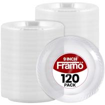 Pratos descartáveis de plástico transparente FRAMO 23cm, pacote 120