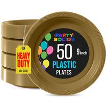Pratos descartáveis Exquisite Party Solids Gold 9 polegadas, 50 unidades Pratos descartáveis Exquisite Party Solids Gold 9 polegadas, 50 unidades