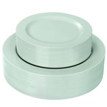 Pratos descartáveis FLOWERCAT Sage Green 60 unidades (30 para jantar, 26 cm, +30 sobremesas, 19 cm)