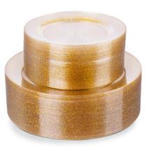 Pratos descartáveis Goodluck Gold Plastic 120 unidades