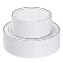 Pratos descartáveis Goodluck Silver Plastic 120 unidades