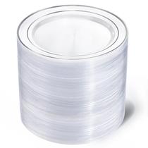 Pratos descartáveis I00000 com borda de prata transparente 18 cm 100 unidades