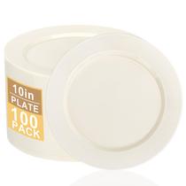 Pratos descartáveis I00000 Ivory Plastic de 10 polegadas (25 cm) 100 unidades