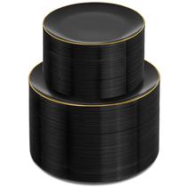 Pratos descartáveis KIRE Black Plastic 200 unidades para festa