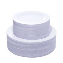 Pratos descartáveis KIRE White Plastic 120PCS para festas/casamentos