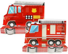 Pratos descartáveis Naozinebi Firetruck para festa de aniversário 50 unidades