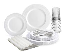Pratos descartáveis OCCASIONS Chateau, conjunto de 200 unidades, 25 convidados Pratos descartáveis OCCASIONS Chateau, conjunto de 200 unidades, 25 convidados