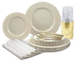 Pratos descartáveis OCCASIONS Chateau Ivory, conjunto de 200 unidades