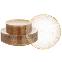 Pratos descartáveis Rubtlamp Clear Gold Plastic 60 unidades