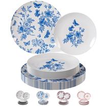Pratos descartáveis Trendables Blue Floral Wedding 80 unidades
