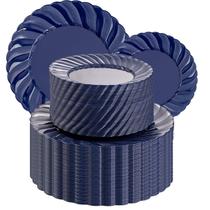 Pratos descartáveis U-QE Blue 100 unidades com 50 unidades de jantar de 23 cm e 50 unidades de sobremesa de 17 cm Pratos descartáveis U-QE Blue 100 unidades com 50 unidades de jantar de 23 cm e 50 unidades de sobremesa de 17 cm