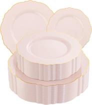 Pratos descartáveis WDF Baroque Pink 100 unidades para festas e chá de bebê
