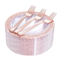 Pratos e garfos de sobremesa I00000 em ouro rosa 72 unidades Pratos e garfos de sobremesa I00000 em ouro rosa 72 unidades
