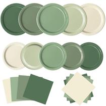 Pratos e guardanapos de papel descartáveis Oigco Sage Green x60 Pratos e guardanapos de papel descartáveis Oigco Sage Green x60