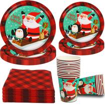 Pratos e guardanapos descartáveis, pacote DIYASY Christmas 96