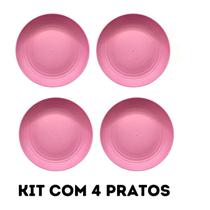 Pratos Fibra de Bambu Ecologico 23 CM Kit 4 Comida Pratinho Louça Cozinha Pratos Fibra de Bambu Ecologico 23 CM Kit 4 Comida Pratinho Louça Cozinha
