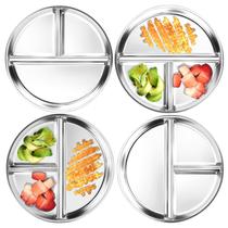 Pratos infantis Bakpoco em aço inoxidável, 8 polegadas, dividido, pacote com 4