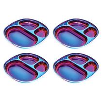 Pratos Infantis de Aço Inoxidável Ahimsa Balanced Bites (4 Unidades) - Azul
