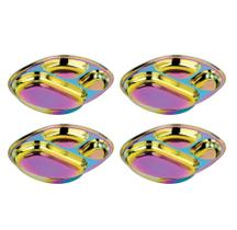 Pratos Infantis de Aço Inoxidável Ahimsa Balanced Bites - Kit com 4 Unidades