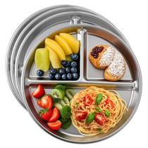 Pratos infantis JUYUANFENGGOU 4 peças 20 cm em aço inoxidável Pratos infantis JUYUANFENGGOU 4 peças 20 cm em aço inoxidável