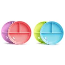 Pratos infantis Munchkin Stay Put Divided Suction, pacote com 2 Pratos infantis Munchkin Stay Put Divided Suction, pacote com 2