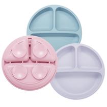Pratos infantis PandaEar - Kit com 3 unidades de silicone com compartimentos e base de sucção Pratos infantis PandaEar - Kit com 3 unidades de silicone com compartimentos e base de sucção