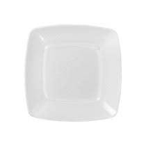 Pratos Quadrados 15cm de Plástico Branco Resistente Strawplast P/ Refeição C/ 10 Un.