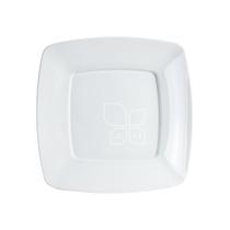 Pratos Quadrados 21cm de Plástico Branco Resistente Strawplast P/ Refeição C/ 10 Un.