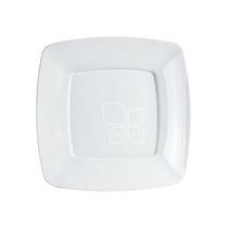 Pratos Quadrados 21cm de Plástico Branco Resistente Strawplast P/ Refeição C/ 10 Un.