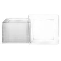 Pratos quadrados Oasis Creations Clear, plástico transparente de 23 cm e 50 unidades Pratos quadrados Oasis Creations Clear, plástico transparente de 23 cm e 50 unidades
