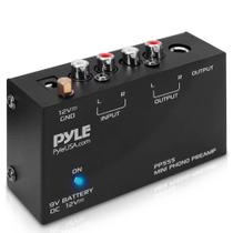 Pré-amplificador de mesa giratória Phono Pyle PP555 com bateria de 9V e DC 12V