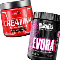 Pré-treino évora xt 300g darkness + creatina integral medica 300g