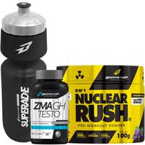 Pré Treino Nuclear Rush + Zma GH Testo + Squeeze 700ml - Bodyaction