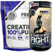 Pré Treino Ultimate Iron Fight 270g + Creatina Pura Monohidratada 250g - Profit Pré Treino Ultimate Iron Fight 270g + Creatina Pura Monohidratada 250g - Profit