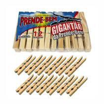 Pregador de Roupa Grande em Madeira 9cm Kit com 12 Unidades