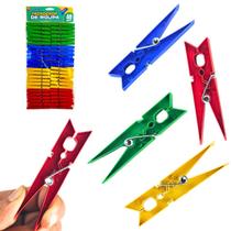 Pregador de roupa prendedor plástico reforçado colorido 48un