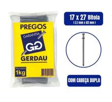 PREGO 17X27 CABEÇA DUPLA GERDAU 3,1mmX62mm