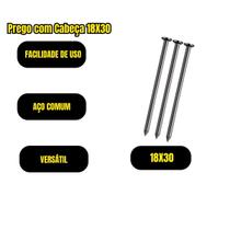 Prego com Cabeça 18x30 3kg Fixação Marcenaria Prego com Cabeça 18x30 3kg Fixação Marcenaria