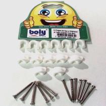 Pregos De Aço Com Grampos Para Cabo Coaxial 7mm Bco 13 Pçs - Boly - Ref. 134
