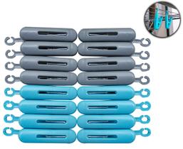 Prendedor AZUL E CINZA de Roupa Pregador com Gancho 16 Unidades REFORÇADO