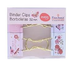 Prendedor Binder 32mm Molin Borboletas 4 Un 30975