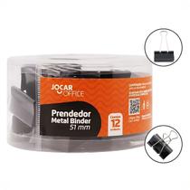 Prendedor Binder 51mm Metal Clips Pote 12 unidades para Escritório Escolas Arquivos Home Office