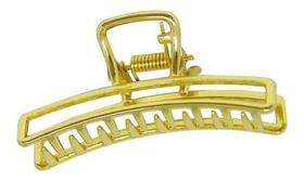 Prendedor Cabelo Piranha Metal Retangular Média Moda Luxo