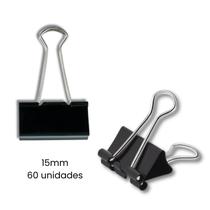 Prendedor Clips Papel Grampo Presilha Binder 15mm Com 60un